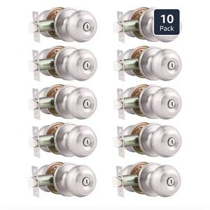 Satin Nickel Door Knob Set - 10 Pack